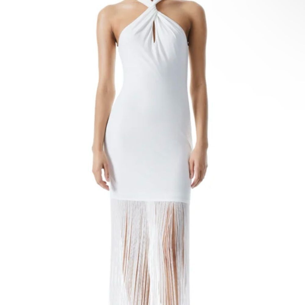 Alice + Olivia Steph Twist Neck Fringe Dress NWT Size 2